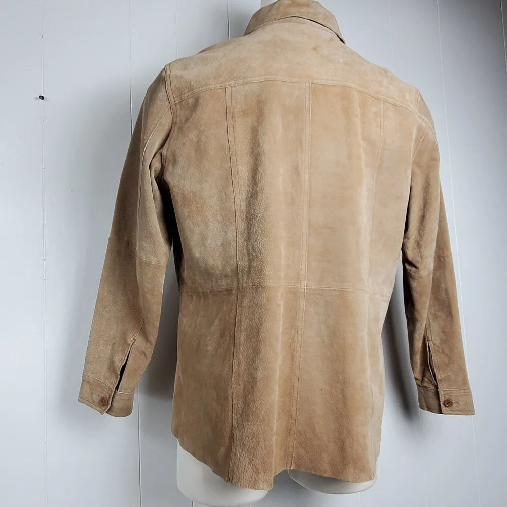Suede Leather Nygard Collection tan shacket size 16